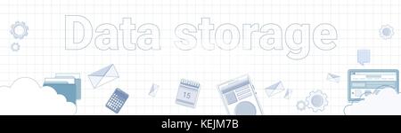 Data Storage Word On Squared Background Horizontal Banner Cloud Computing Concept Stock Vector