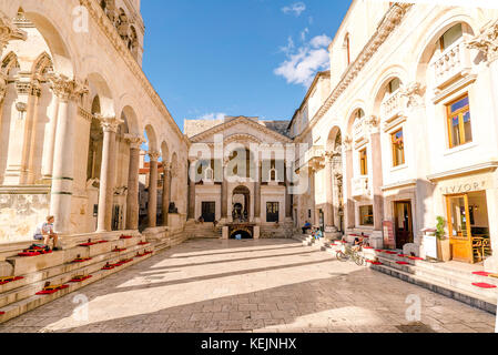 The Peristyle within Diocletian's Palace in the Old Town in Split, Croatia. Stock Photo