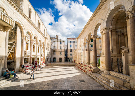 The Peristyle within Diocletian's Palace in the Old Town in Split, Croatia. Stock Photo