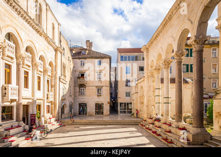 The Peristyle within Diocletian's Palace in the Old Town in Split, Croatia. Stock Photo