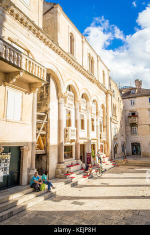 The Peristyle within Diocletian's Palace in the Old Town in Split, Croatia. Stock Photo