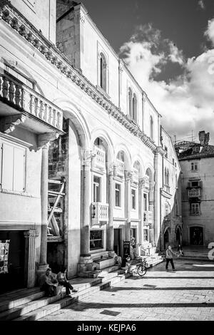 The Peristyle within Diocletian's Palace in the Old Town in Split, Croatia. Stock Photo