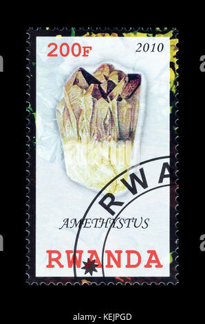 Cancelled postage stamp printed by Rwanda, that shows Amethystus. Stock Photo