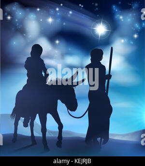 Nativity Mary and Joseph Christmas Illustration Stock Vector