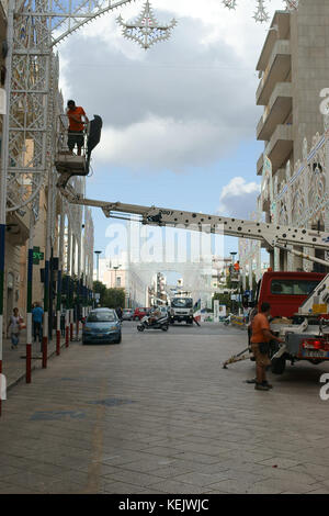 Organising the party of Madonna della Madia, monopoli, apulia, italy Stock Photo