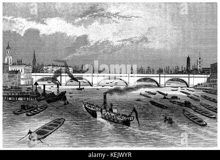 London Bridge in the 19th Century, congestion Victorian style Stock ...