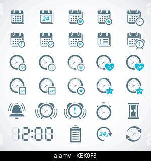 Set of date, time, calendar icons. Vector illustration Stock Vector