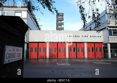 Chelsea Fire Station 264 Kings Road London. The station was opened on 3 March 1965 Singer Adele has shown her support for the firefighters by visiting Stock Photo