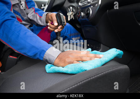 Clean Brown Back Seat Of Modern Car. Close-up Of Backseat Car With