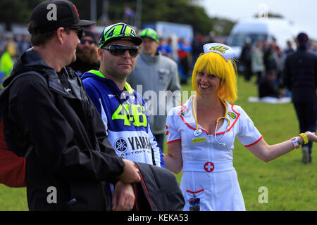 Melbourne, Australia. 22nd Oct, 2017.  MotoGP fans during the 2017 Michelin Australian Motorcycle Grand Prix at 2017 Michelin Australian Motorcycle Grand Prix, Australia on October 22 2017. Credit: Dave Hewison Sports/Alamy Live News Stock Photo