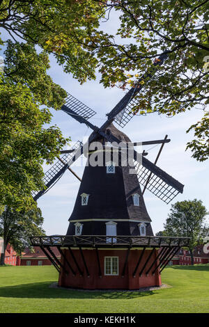 The windmill on the Kings Bastion in the Kastellet in the city of Copenhagen, Denmark. Built in 1847, it replaced another windmill dating from 1718 wh