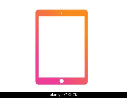 The vector gradient portable tablet computer flat icon Stock Vector