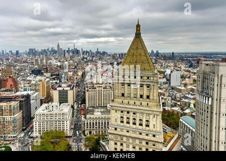 Aerial view of the New York City Skyline Stock Photo