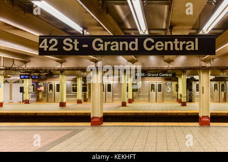 New York City - October 14, 2017: 42 St - Grand Central Subway Station in New York City. Stock Photo