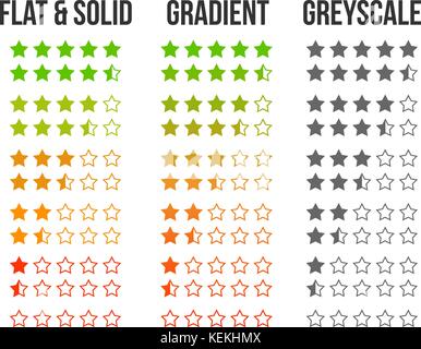 Online shopping review feedback five star rate icon set Stock Vector