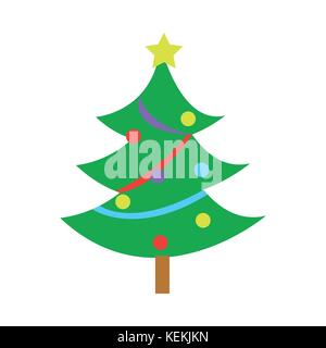 Fully Decorated Simple Pine Christmas Tree Stock Vector