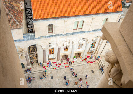 Aerial view of the Peristyle within Diocletian's Palace in Split Stock Photo