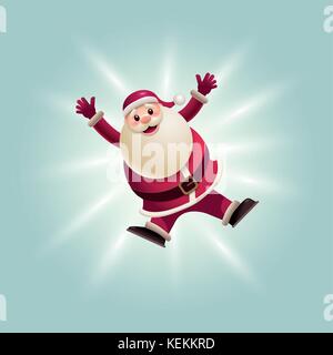 Santa Claus jumping. Vector illustration. Elements are layered separately in vector file. Easy editable vector graphic. Stock Vector