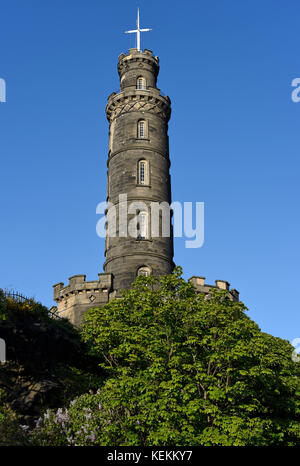 Nelson Monument on Calton Hill in Edinburgh Stock Photo