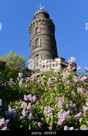 Nelson Monument on Calton Hill in Edinburgh Stock Photo