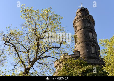Nelson Monument on Calton Hill in Edinburgh Stock Photo