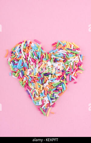 sugar sprinkles with heart shape Stock Photo