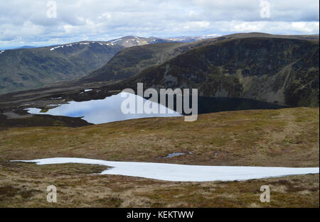 Loch Brandy, from the Descent of the Scottish Mountain Corbett Ben Tirran (The Goet) in Glen Clova, Angus, Scottish Highlands. UK. Stock Photo