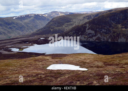 Loch Brandy, from the Descent of the Scottish Mountain Corbett Ben Tirran (The Goet) in Glen Clova, Angus, Scottish Highlands. UK. Stock Photo