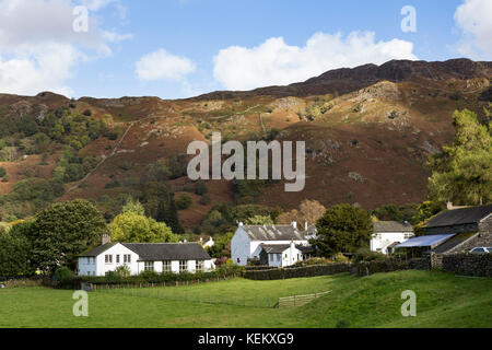 Lake District, Cumbria - the tiny hamlet of Rosthwaite, in Borrowdale Stock Photo