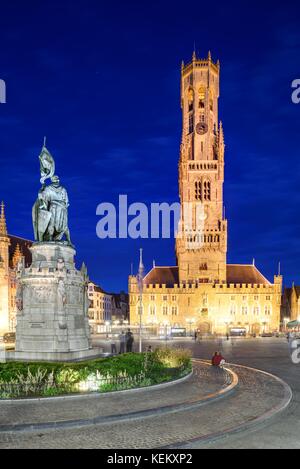 Brügge, Grote Markt, Belfried - Bruges, Grote Markt, Belfried Tower Stock Photo