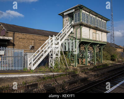 Old train signal box at Canterbury East railway station, Canterbury ...