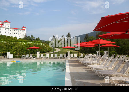 Outdoor pool at the Omni Mount Washington Resort, Bretton Woods, New Hampshire, United States Stock Photo