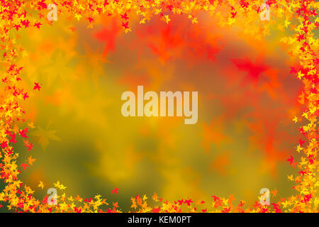 Autumn leaves border background. Thanksgiving day concept. Stock Photo