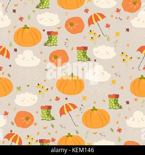 Vector seamless pattern with pumpkins Stock Vector