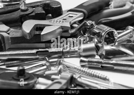 Men's working metal tools of silver color Stock Photo
