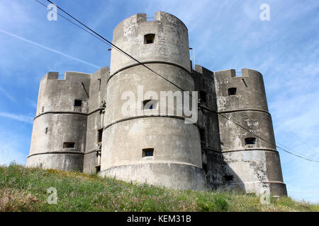 The Castle of Evoramonte, a Portuguese castle in the civil parish of Evora Monte, Estremoz, Alentejo, Portugal Stock Photo