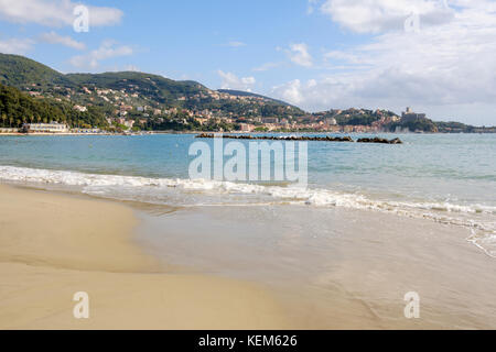 Lerici viewed from San Terenzo on the Gulf of La Spezia, Liguria, Italy Stock Photo