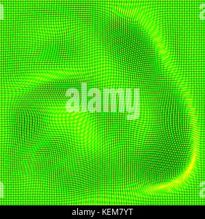 Abstract digital landscape with flowing particles and stars on h Stock Vector