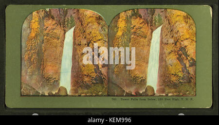 Tower Falls from Below, 150 feet high, Y. N. P, from Robert N. Dennis collection of stereoscopic views Stock Photo