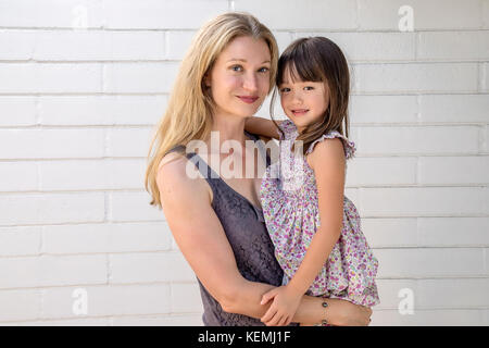 Mother with her five year old daughter Stock Photo