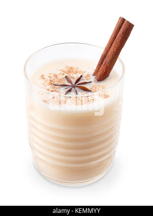 Homemade eggnog with cinnamon isolated on white background Stock Photo ...