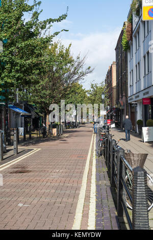 View along Lambs Conduit Street, Bloomsbury, London. Stock Photo