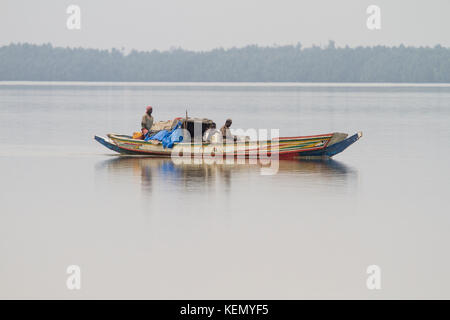 fishermen on the river Gambia Stock Photo