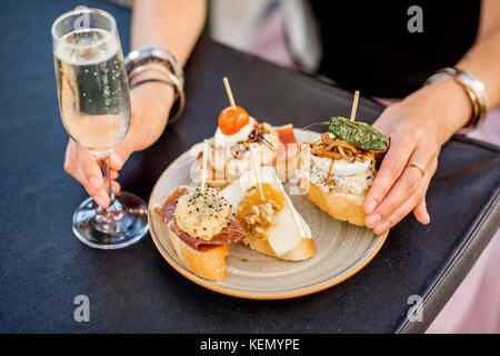 Set of pinchos on the table Stock Photo