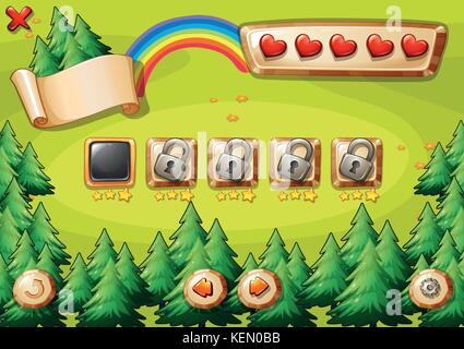 Set of icons and elements of game with nature theme Stock Vector