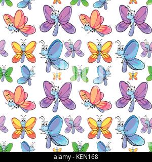 Illustration of seamless butterflies Stock Vector
