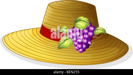 Illustration of a fashionable hat with a fruit on a white background Stock Vector