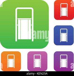 Public garbage bin set color collection Stock Vector