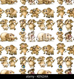 Illustration of a seamless elephant Stock Vector