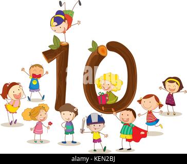 illustration of a flashcard number ten Stock Vector